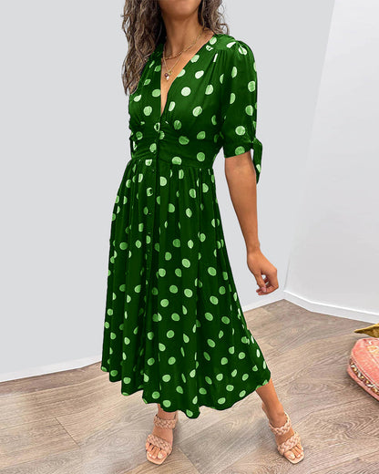Mina™ | Dress with V-neck and Dots