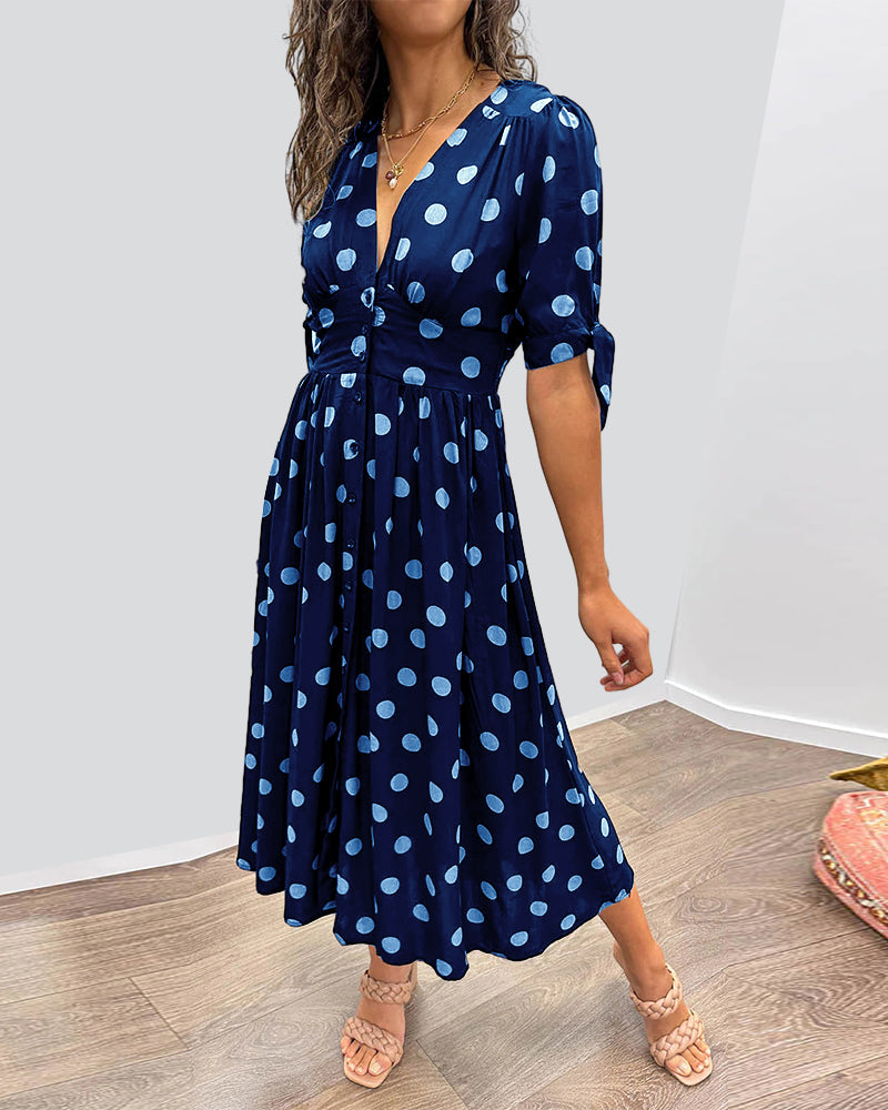Mina™ | Dress with V-neck and Dots