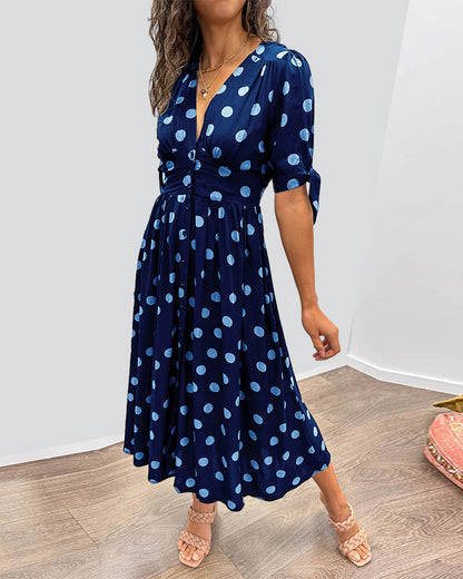 Mina™ | Dress with V-neck and Dots