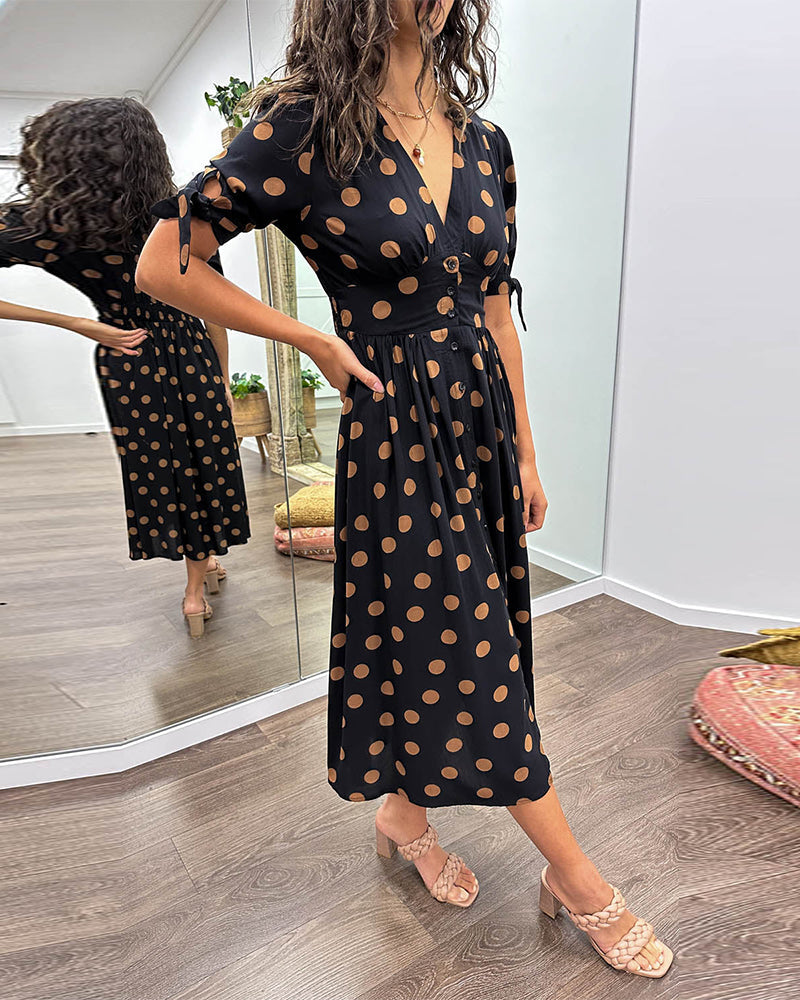 Mina™ | Dress with V-neck and Dots