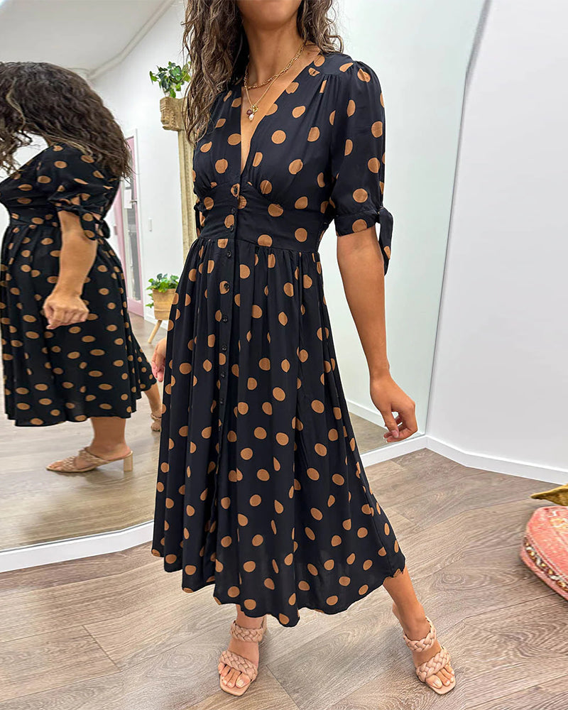 Mina™ | Dress with V-neck and Dots