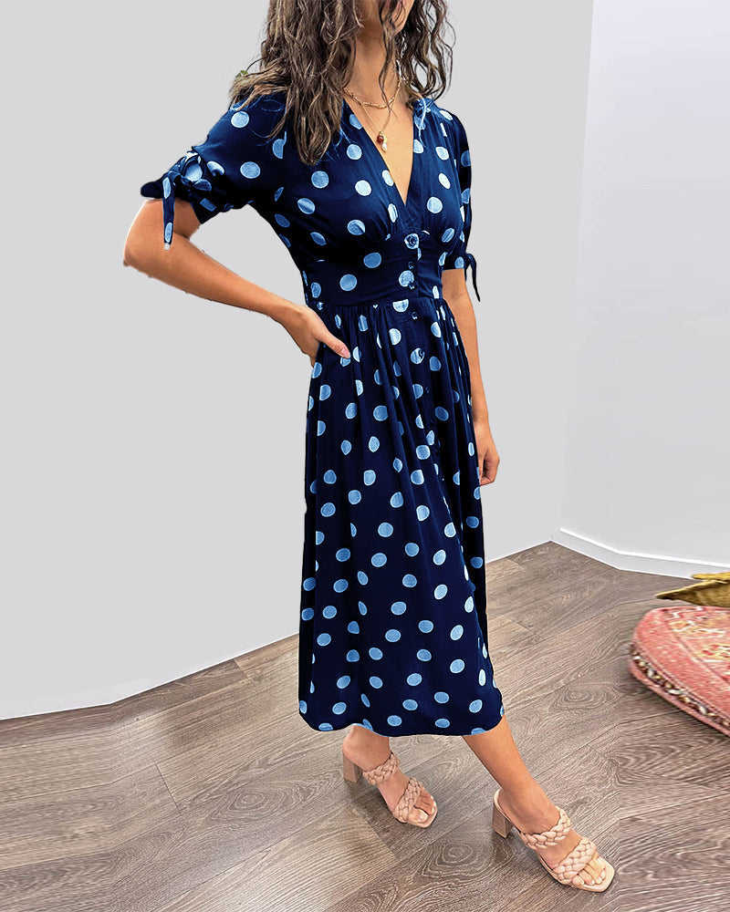 Mina™ | Dress with V-neck and Dots