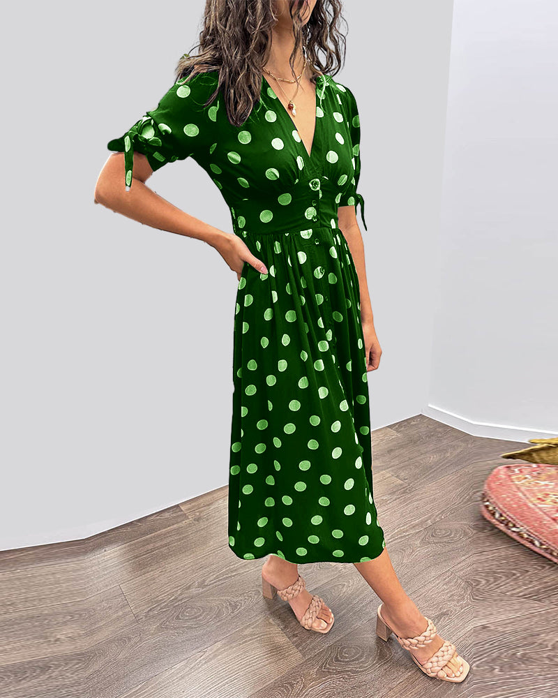 Mina™ | Dress with V-neck and Dots