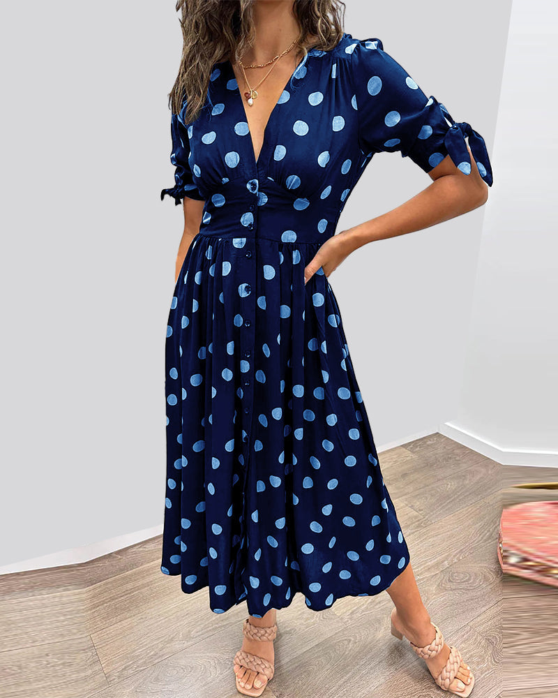 Mina™ | Dress with V-neck and Dots