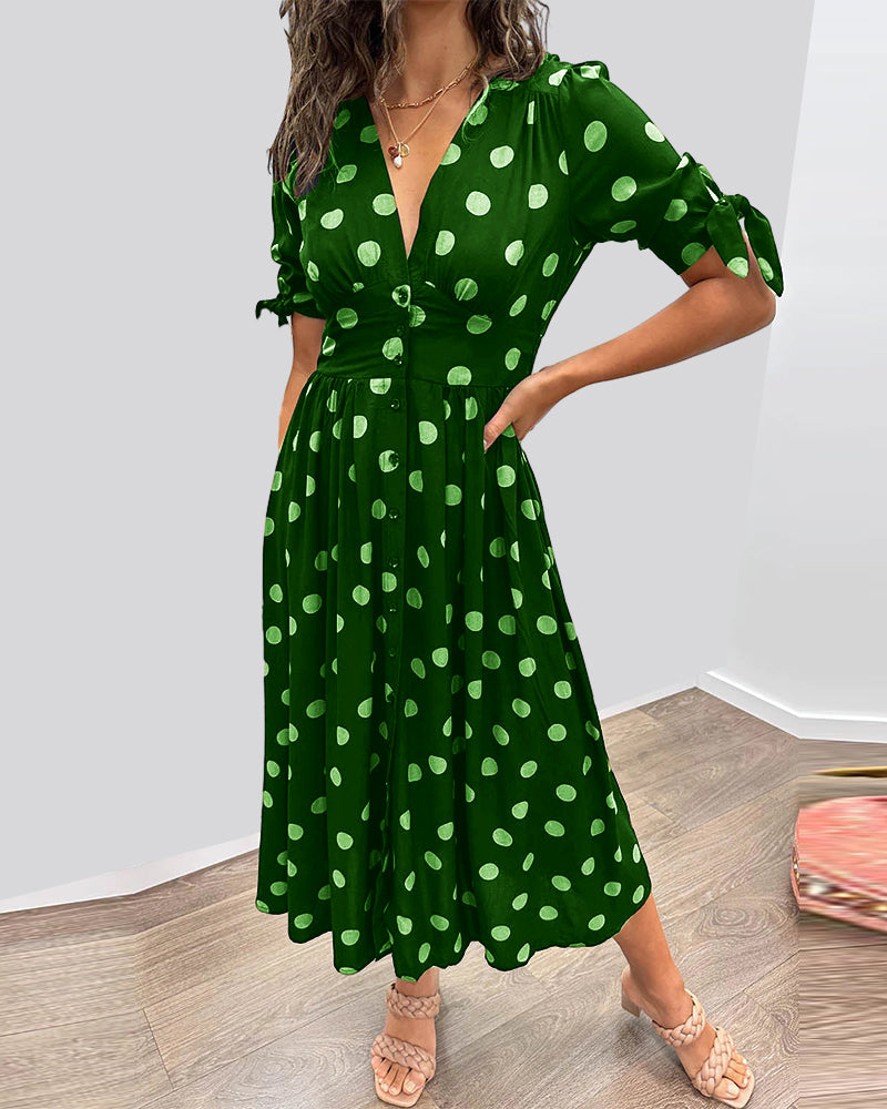 Mina™ | Dress with V-neck and Dots