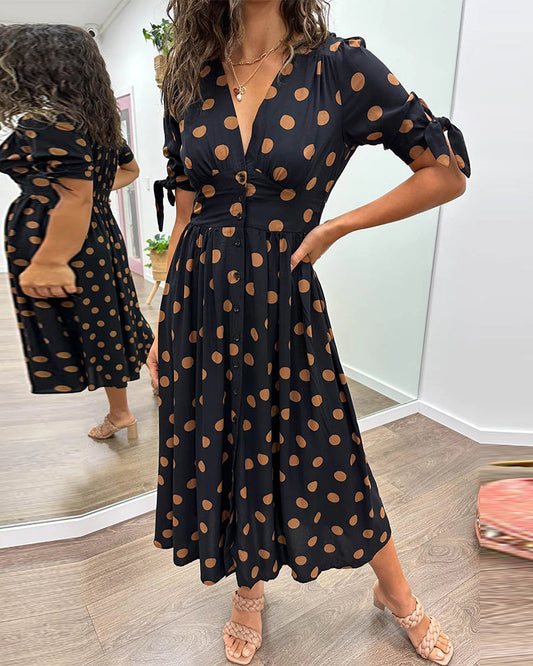 Mina™ | Dress with V-neck and Dots